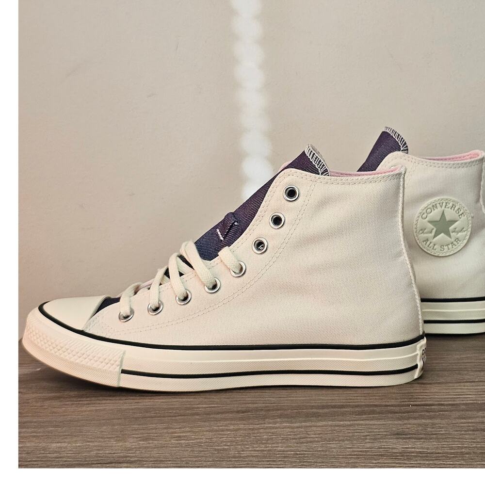 Converse Women's CTAS Denim Sneakers Size 9  White Pink Blue NEW